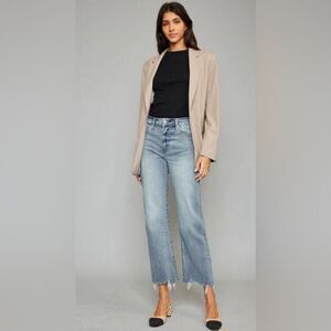 KANCAN HIGH WAIST RAW HEM CROPPED WIDE LEG JEANS -Size 15